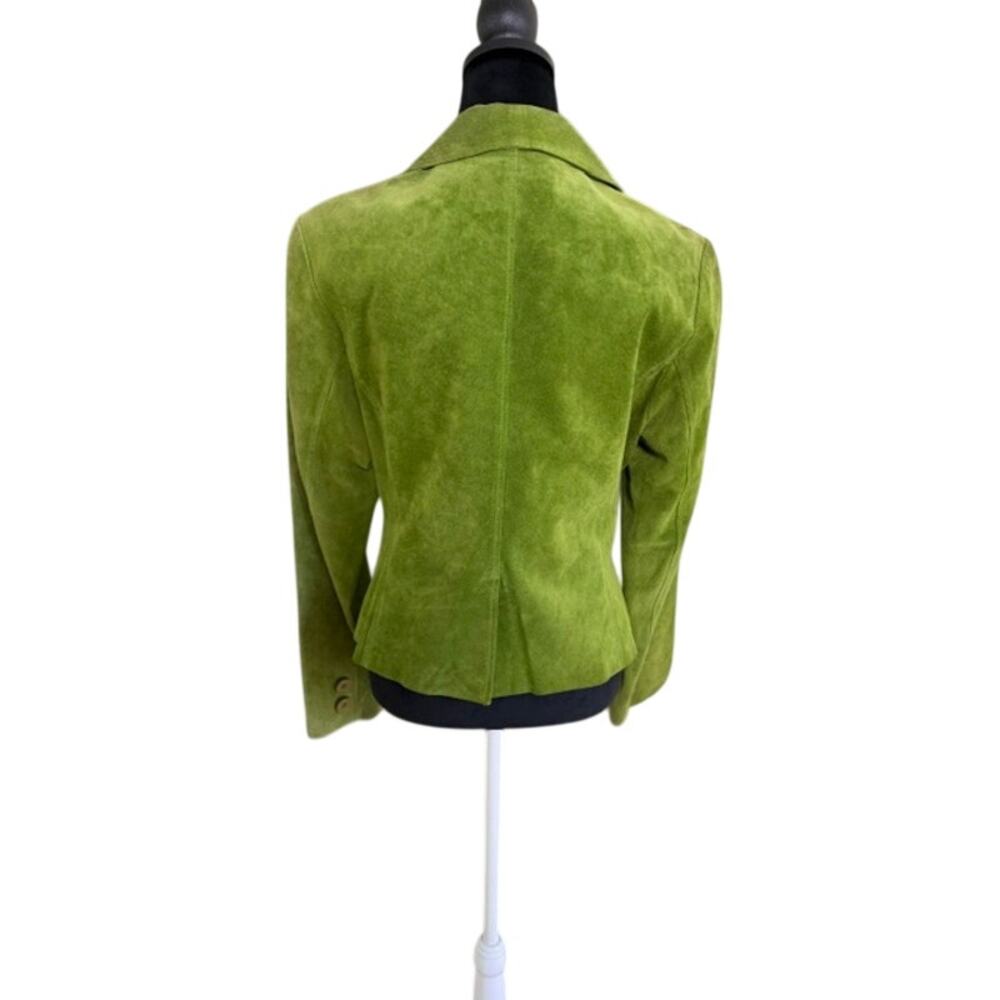 Bandolera Suede Jacket Womens 10 Green Fitted Blazer Button Front Y2K Boho - Picture 5 of 12